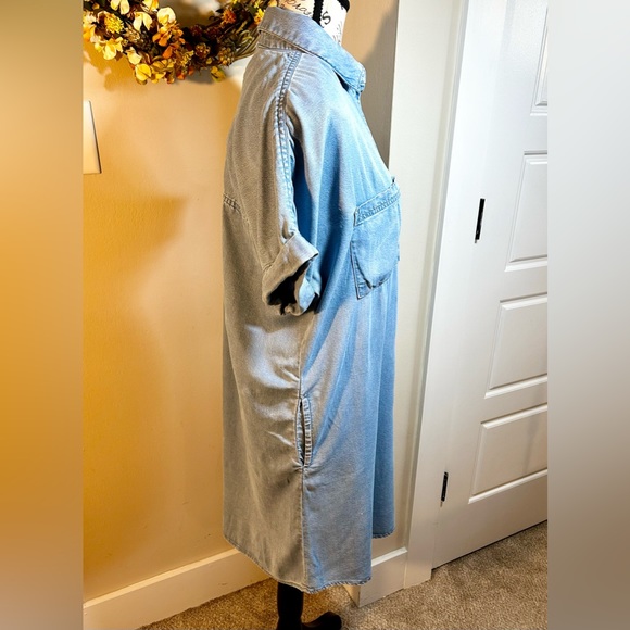 MARINE LAYER Daisy Chambray 1/4 Button Front Cuffed Sleeve Tunic/Dress Sz M - Picture 7 of 14